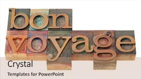  Presentation with color blocks - PPT theme having travel concept - bon voyage phrase background and a coral colored foreground