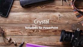  Presentation with travel concept silhouette - Presentation featuring travel concept - headphones camera sketchbook background and a coral colored foreground