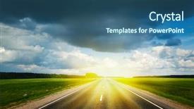  Presentation with travel - Theme featuring concept background - road and stormy background and a ocean colored foreground