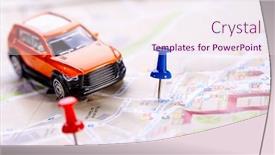  Presentation with toy - Beautiful theme featuring travel-concept-small-toy-car backdrop and a sky blue colored foreground