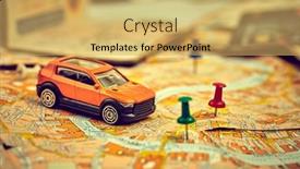 Presentation with travel - Presentation theme consisting of travel-concept-small-toy-car background and a yellow colored foreground