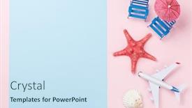  Presentation with space travel - PPT layouts having travel-concept-with-airplane-starfish background and a sky blue colored foreground