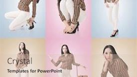  Presentation with luggage - Theme with travel concept with asian beauty with a luggage in a set background and a lemonade colored foreground