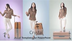  Presentation with luggage - PPT layouts featuring travel concept with asian beauty with a luggage in a set background and a lemonade colored foreground