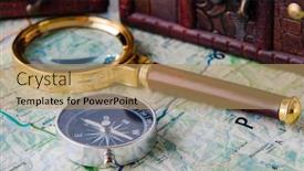  Presentation with compass map - Cool new PPT layouts with travel-concept-with-compass backdrop and a coral colored foreground