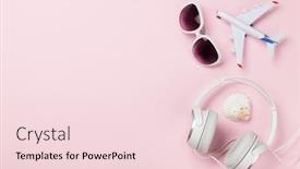  Presentation with space travel - Slide deck with travel-concept-with-retro-headphones background and a lemonade colored foreground