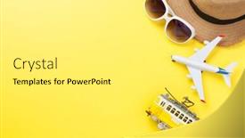  Presentation with top hat - PPT theme having travel-concept-with-sun-hat background and a white colored foreground