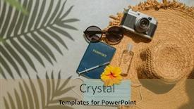  Presentation with passport travel - Beautiful presentation theme featuring travel-coronavirus-vaccine-passport-fully backdrop and a gold colored foreground