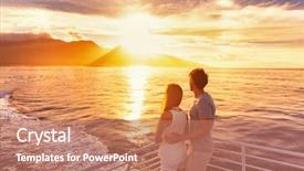  Presentation with honeymoon - Colorful theme enhanced with travel cruise ship couple backdrop and a coral colored foreground