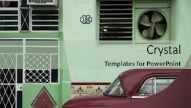  Presentation with facade - Beautiful presentation featuring travel cuba - facade and oldtimer in old backdrop and a mint green colored foreground