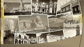  Presentation with vintage paper - Amazing slides having travel cuba - set of vintage sepia postcards backdrop and a coral colored foreground