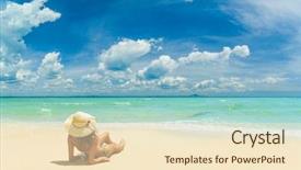  Presentation with alone - PPT layouts enhanced with travel cuba - woman alone on the beach background and a lemonade colored foreground