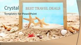  Presentation with travel - Slide deck featuring travel deals concept photo frame background and a cool aqua colored foreground
