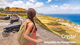  Presentation with cruise ship - PPT theme consisting of travel destination visiting brimstone hill background and a coral colored foreground