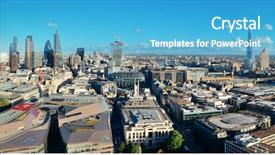  Presentation with london - Audience pleasing presentation consisting of travel england - london city rooftop view panorama backdrop and a teal colored foreground