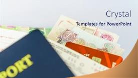  Presentation with passport travel - Presentation theme featuring travel-essentials-passport-airline-tickets background and a sky blue colored foreground