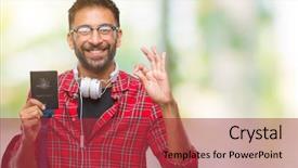  Presentation with student - Slide deck enhanced with travel excel - adult hispanic student man holding background and a red colored foreground