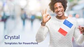  Presentation with france flag - Slides with travel excel - afro american man flag background and a  colored foreground