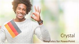  Presentation with 3d figure american flag - Colorful theme enhanced with travel excel - afro american man flag backdrop and a soft green colored foreground