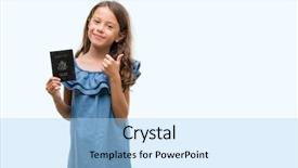  Presentation with united states treasury - Presentation design consisting of travel excel - brunette hispanic girl holding passport background and a  colored foreground