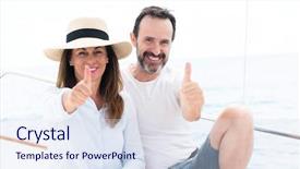  Presentation with traveling to paris - Theme enhanced with travel excel - middle age couple traveling background and a sky blue colored foreground