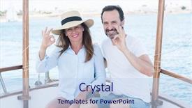  Presentation with age discrimination - Beautiful slide deck featuring travel excel - middle age couple traveling backdrop and a  colored foreground