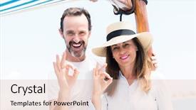  Presentation with traveling to paris - Audience pleasing PPT theme consisting of travel excel - middle age couple traveling backdrop and a  colored foreground