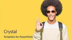  Presentation with afro - Amazing presentation design having travel excel - young african american man backdrop and a yellow colored foreground