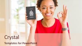  Presentation with ophthalmology african american models - Beautiful slide deck featuring travel excel - young african american woman holding backdrop and a lemonade colored foreground