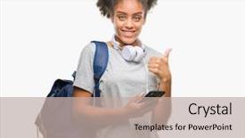  Presentation with afro - Slide set featuring travel excel - young beautiful afro american student background and a  colored foreground