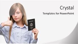  Presentation with passport - Cool new presentation with travel excel - young blonde toddler holding american backdrop and a  colored foreground