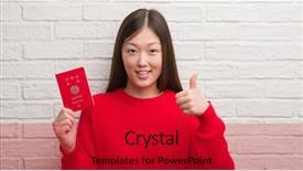  Presentation with food dimsum chinese in china - Audience pleasing slide deck consisting of travel excel - young chinese woman over brick backdrop and a crimson colored foreground