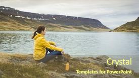  Presentation with beautiful moraine lake - Audience pleasing PPT layouts consisting of travel free - beautiful woman resting close backdrop and a  colored foreground