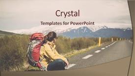  Presentation with ready - PPT layouts with travel free - female backpacker tourist in icleand background and a lemonade colored foreground