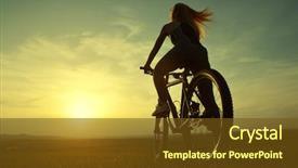  Presentation with bicycle - Slide set enhanced with travel free - girl on a bicycle background and a tawny brown colored foreground