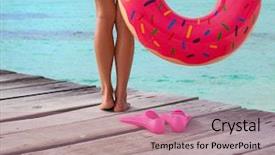  Presentation with summer holiday move - Audience pleasing slide set consisting of travel fun - tropical summer holiday concept woman backdrop and a coral colored foreground