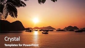  Presentation with vietnam - Slide deck with travel hanoi - halong bay vietnam background and a tawny brown colored foreground