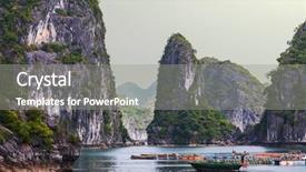  Presentation with vietnam hanoi - Presentation design enhanced with travel hanoi - halong bay vietnam background and a gray colored foreground