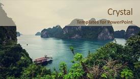  Presentation with vietnam air - Cool new presentation theme with travel hanoi - rocks of halong bay vietnam backdrop and a soft green colored foreground