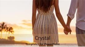  Presentation with honeymoon - Presentation theme consisting of travel happy honeymoon couple watching background and a coral colored foreground