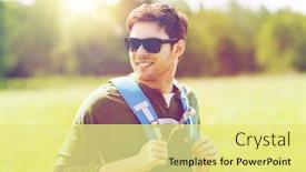  Presentation with tourism hiking - Colorful PPT layouts enhanced with travel-hiking-backpacking-tourism backdrop and a blonde colored foreground