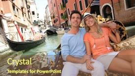  Presentation with venice - Beautiful PPT theme featuring europe travel - couple in venice having backdrop and a coral colored foreground