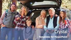  Presentation with hike forest - PPT theme featuring multi generation family standing background and a ocean colored foreground