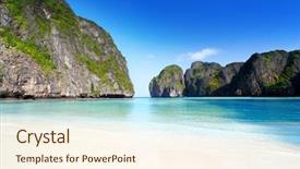  Presentation with maya bay - Amazing PPT theme having travel holidays beach - morning in maya bay phi backdrop and a cream colored foreground