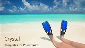  Presentation with beach party invitation - Slide set consisting of travel holidays hawaii - snorkeler relaxing on the beach background and a cream colored foreground