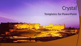  Presentation with rajastan - Slide set consisting of travel image of amer fort background and a light blue colored foreground