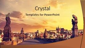  Presentation with retro television old vintage tv - Audience pleasing theme consisting of travel image of charles bridge backdrop and a  colored foreground