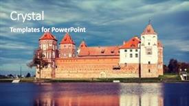  Presentation with retro television old vintage tv - Beautiful slide deck featuring travel image of medieval mir backdrop and a teal colored foreground