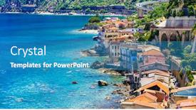  Presentation with coastal - PPT theme consisting of travel-in-beautiful-calabria-medieval background and a teal colored foreground