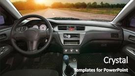  Presentation with car design - Presentation design with travel in car element background and a dark gray colored foreground